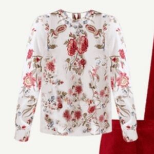 LOFT Paisley Floral Ruffle Tie Back Blouse